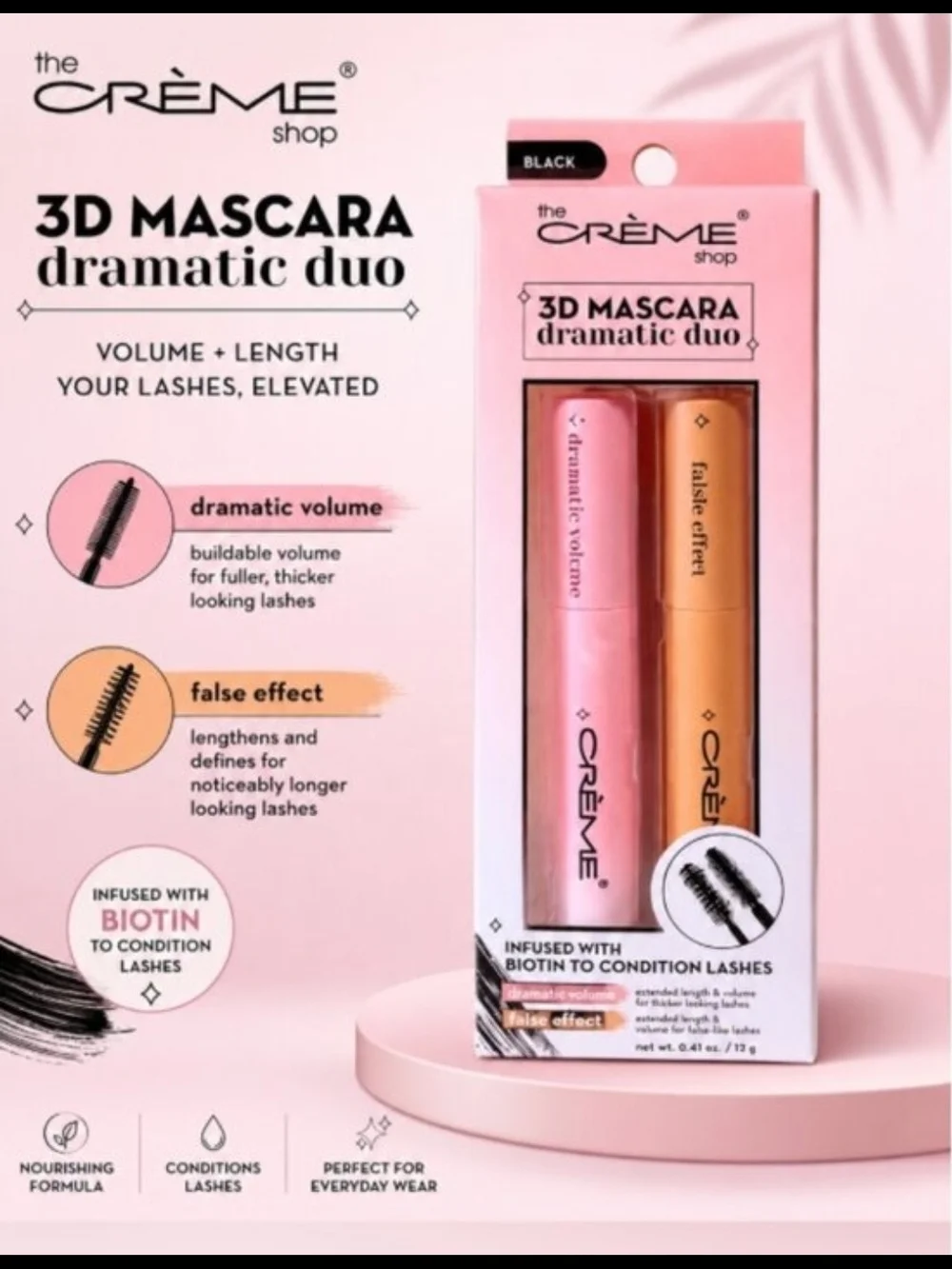 CRÈME Shop 3D Mascara Dramatic Duo — Pink & Orange Tubes